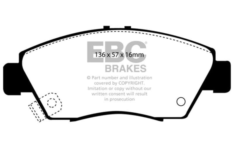 EBC — EBC 12 Acura ILX 1.5 Hybrid Ultimax2 Front Brake Pads
Disc Brake Pad - view 1