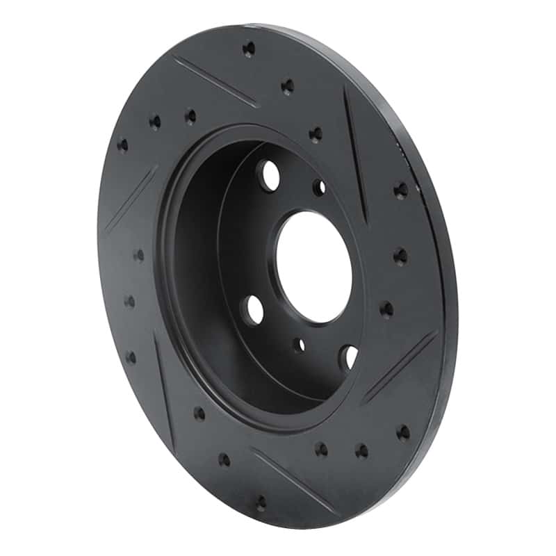 R1 Concepts — R1 85-86 Toyota MR2 Rear Left Drilled & Slotted Black Brake Rotor
R1 Brake Rotor Drill - view 4