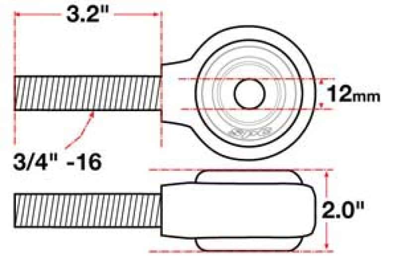 SPC Performance — SPC Performance xAxis Sealed Flex Joint RH 3/4in-16x12mm BH x 2in W
CROSSAXIS ROD END
XAXIS JOINT - view 3