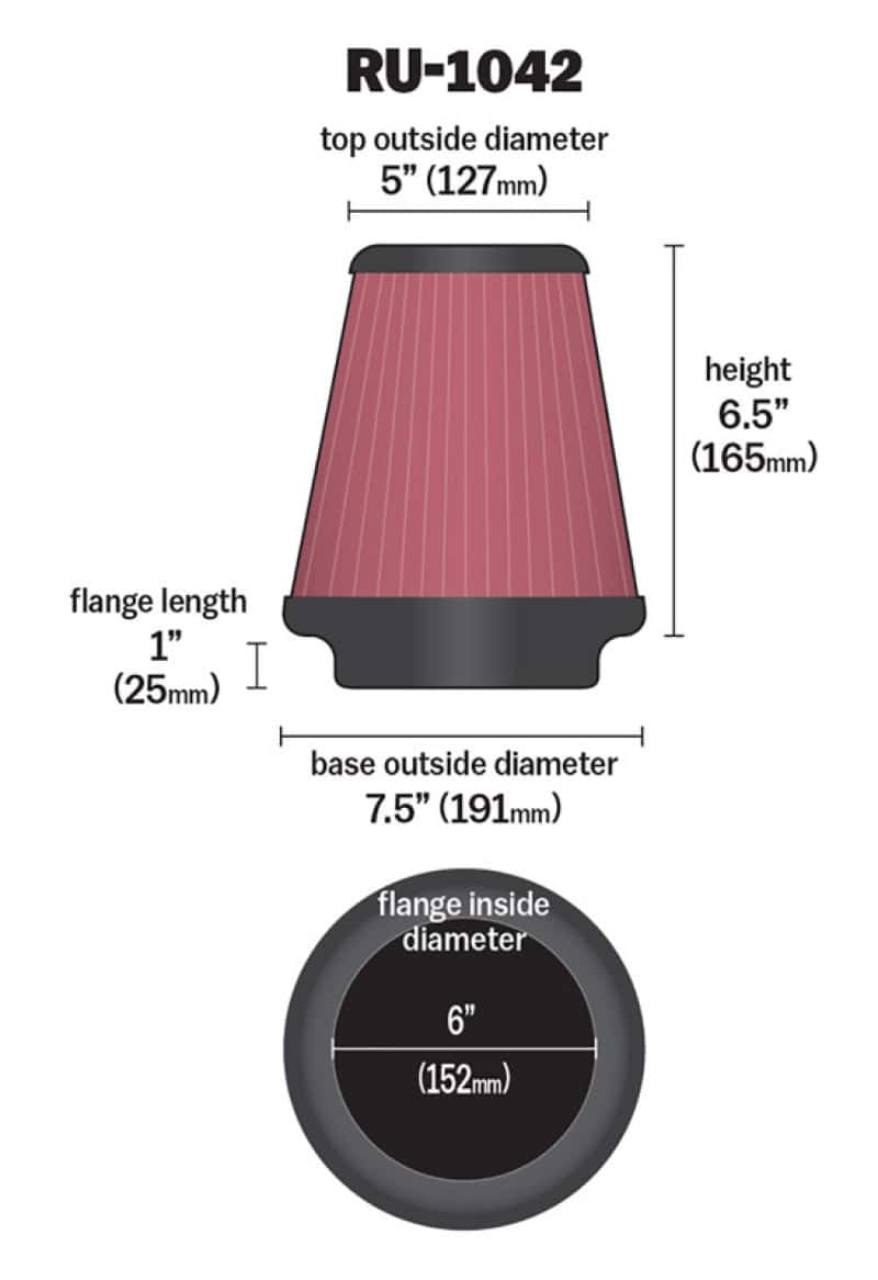 K&N Engineering — K&N Universal Clamp-On Air Filter 6in FLG / 7-1/2in B / 5in T / 6-1/2in H
Universal Clamp-On A
Clamp-on Air Filter - view 4