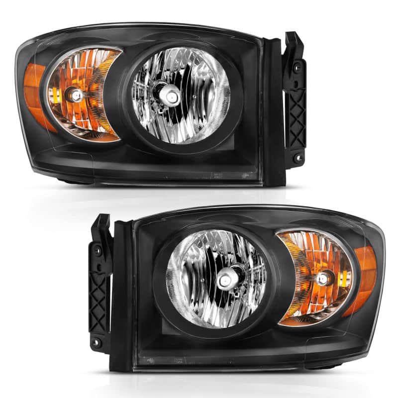 ANZO — ANZO 2006-2009 Dodge Ram 1500 Crystal Headlight  Black Amber
Head Light Set - view 1
