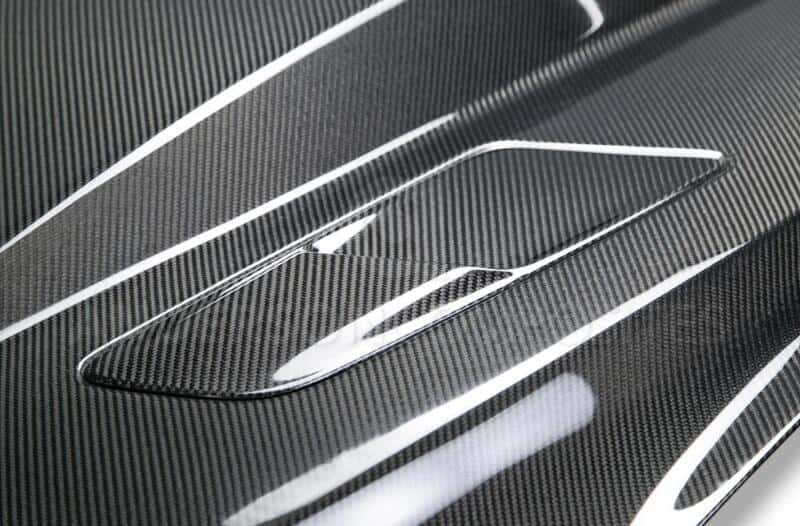 Anderson Composites — Anderson Composites 15-17 Ford Mustang (Excl. GT350/GT350R) Double Sided Carbon Fiber Cowl Hood - view 4