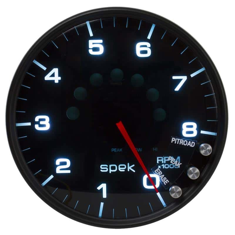 AutoMeter — Autometer Spek-Pro Gauge Tachometer 5in 8K Rpm W/Shift Light & Peak Mem Black/Smoke/Black
GA 5" 8KRPM BSB SPEK - view 1