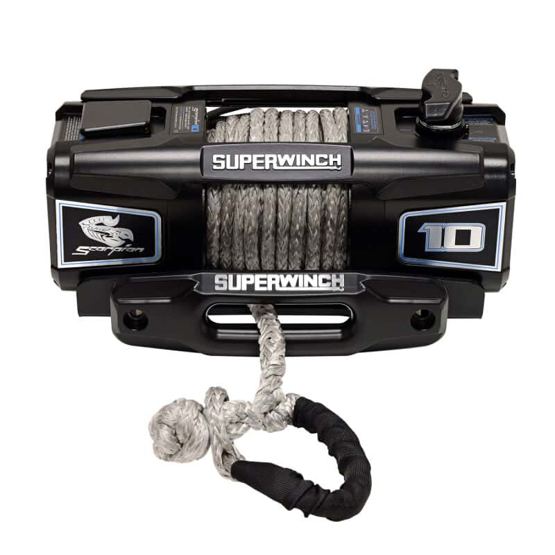 Superwinch — Superwinch 10000 LBS 12V DC 3/8in x 54ft Synthetic Rope Scorpion 10000SR Winch - Black Powdercoat
Winch - view 1