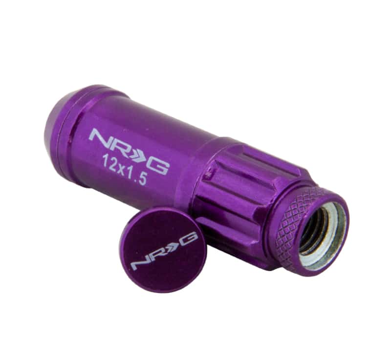 NRG — NRG 700 Series M12 X 1.5 Steel Lug Nut w/Dust Cap Cover Set 21 Pc w/Locks & Lock Socket - Purple - view 3