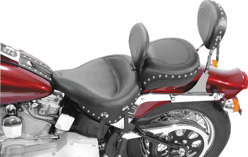 Mustang Motorcycle — Mustang 00-15 Harley Softail Std Rear Tire Wide Touring Solo Seat w/Driver Backrest w/Studs - Black - view 2