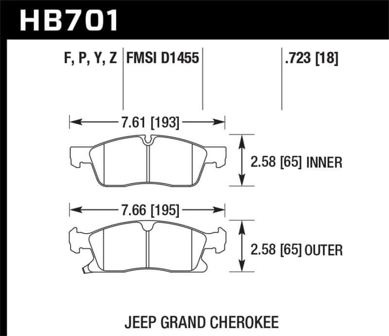 Hawk Performance — Hawk 11-12 Dodge Durango / 11-12 Jeep Grand Cherokee LTS Front Street Brake Pads
Disc Brake Pad - view 3