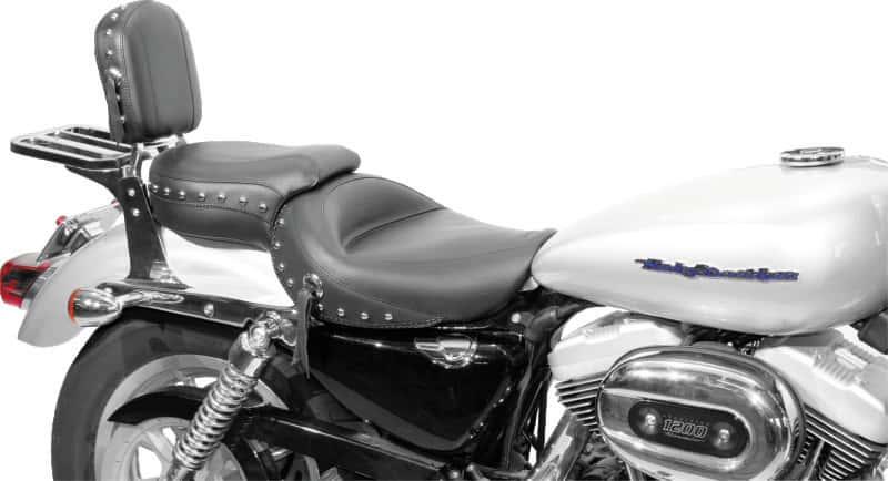 Mustang Motorcycle — Mustang 04-21 Harley Sportster Wide Touring 1PC Seat w/Studs- Black - view 2