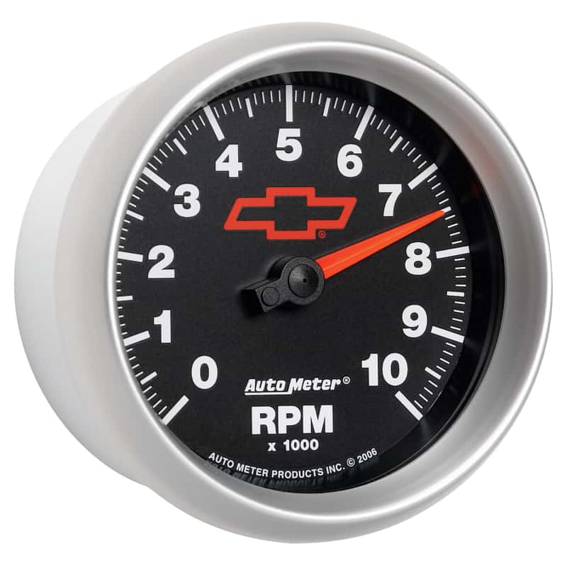 AutoMeter — AutoMeter Gauge Tachometer 3-3/8in. 10K RPM In-Dash Chevy Red Bowtie Black
3-3/8" TACH, 10,000 - view 12