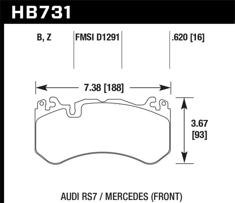 Hawk Performance — Hawk 15-17 Audi RS7 / 14-15 Mercedes G63 AMG / SL63 AMG HPS 5.0 Street Front Brake Pads
Disc Brake Pad - view 1