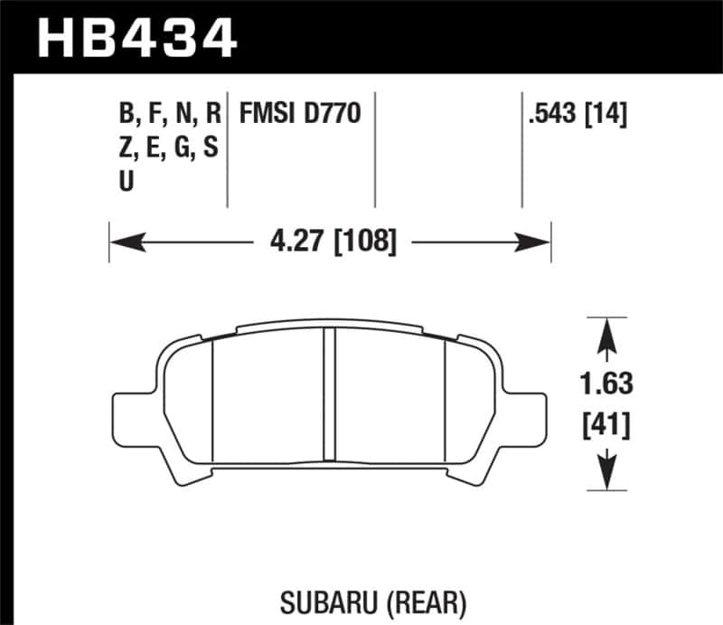 Hawk Performance — Hawk 02-03 WRX / 05-08 LGT D770 HPS Street Rear Brake Pads
Disc Brake Pad - view 3