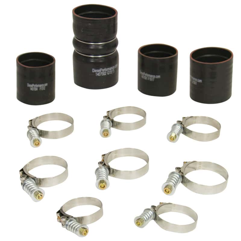 BD Diesel — BD Diesel Intercooler Hose & Clamp Kit - 2008-2010 Ford 6.4L Powerstroke
HOSE & CLAMP KIT
TChrgrIcoolerHs - view 1