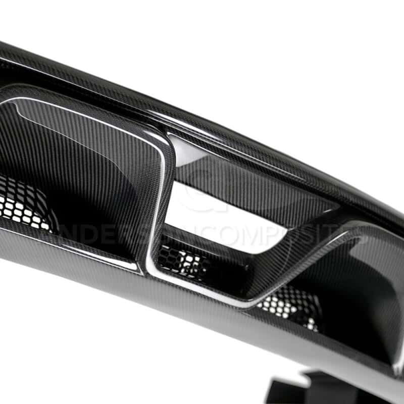 Anderson Composites — Anderson Composites 15-16 Ford Mustang R-Style Carbon Fiber Rear Valance (for Quad Tip Exhaust) - view 4