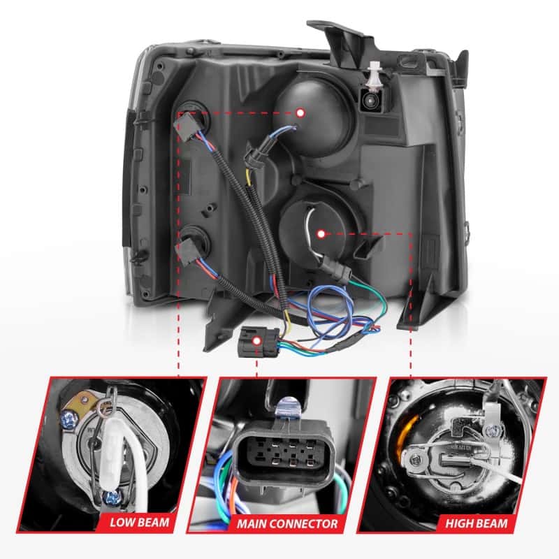 ANZO — ANZO 2007-2013 Chevrolet Silverado 1500 Projector Headlights w/ Halo Black
Head Light Set
HdLtSet - view 6