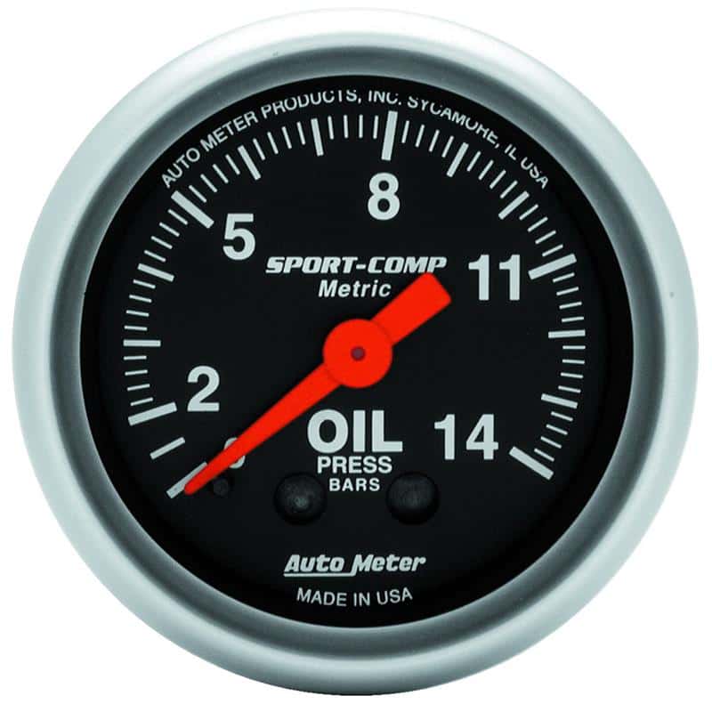AutoMeter — Autometer Sport Comp 52.4 mm Mechanical 0-14 Kg/ Cm2 Oil Pressure Metric Gauge
2" OIL PRESS, 0-14 K - view 2