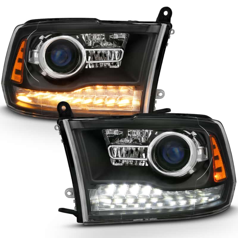 ANZO — ANZO 2009-2018 Dodge Ram 1500 Projector Headlights Plank Style Halo w/Switchback Matte Black
Head Light Set
HdLtSet - view 14