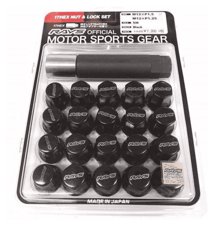 Rays — Rays M12x1.25 5 holes 16pcs nut, 4pcs Lock nut, 1 adapter & 1 lock nut key - Black - view 1