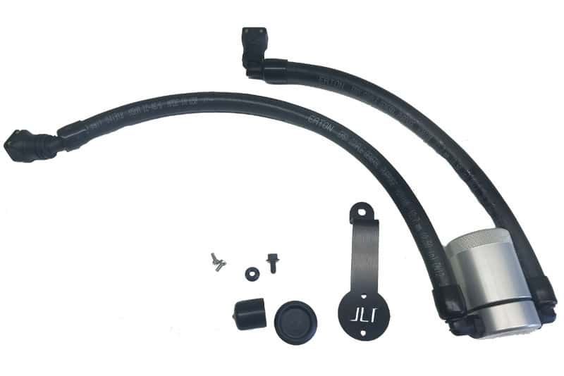 J&L — J&L 2018-2023 Ford Mustang GT Driver Side Oil Separator 3.0 - Clear Anodized
Oil Separator - view 1