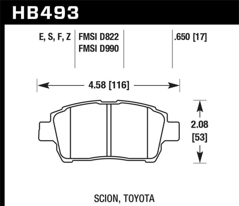 Hawk Performance — Hawk 04-07 xA/xB D990 Blue 9012 Race Front Brake Pads
Disc Brake Pad - view 3