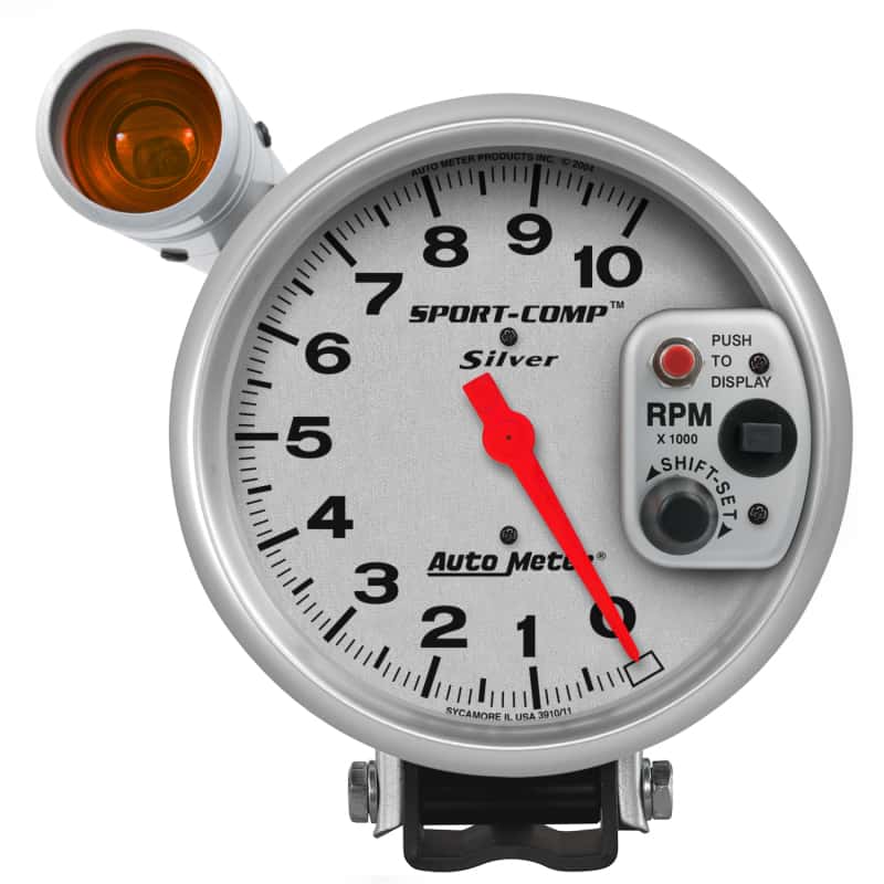AutoMeter — Autometer Sport-Comp 5 inch 10K RPM Shift Light Silver Tach
5" TACH, 10,000 RPM, - view 1