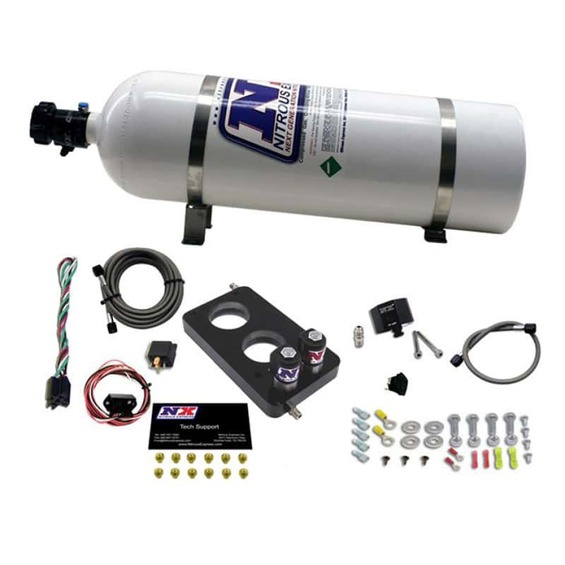 Nitrous Express — Nitrous Express 05-10 Ford Mustang 4.6L 3 Valve Nitrous Plate Kit (50-150HP) w/15lb Bottle
Injection System Kit
N2OSys - view 2