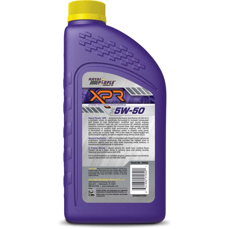 Royal Purple — Royal Purple XPR Synthetic Extreme Performance 5W50 Racing Oil - 1 Quart
Racing Motor Oil - view 2