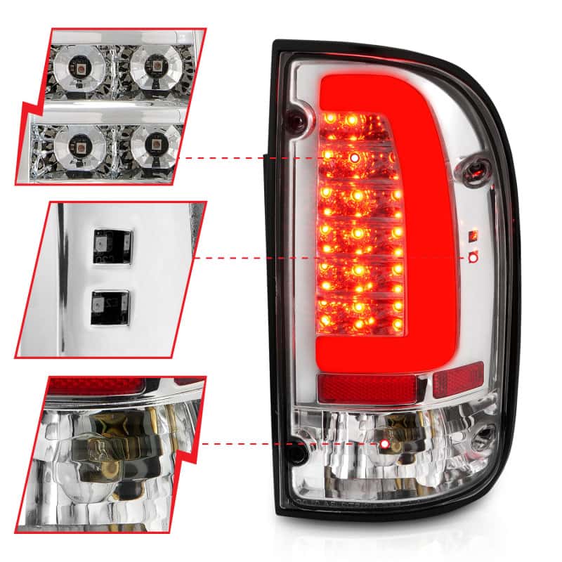 ANZO — ANZO 95-00 Toyota Tacoma LED Taillights Chrome Housing Clear Lens (Pair) - view 10