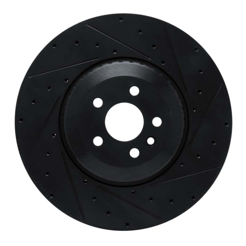 R1 Concepts — R1 21-25 Jaguar F-Pace Front Right Drilled & Slotted Black Brake Rotor - view 2