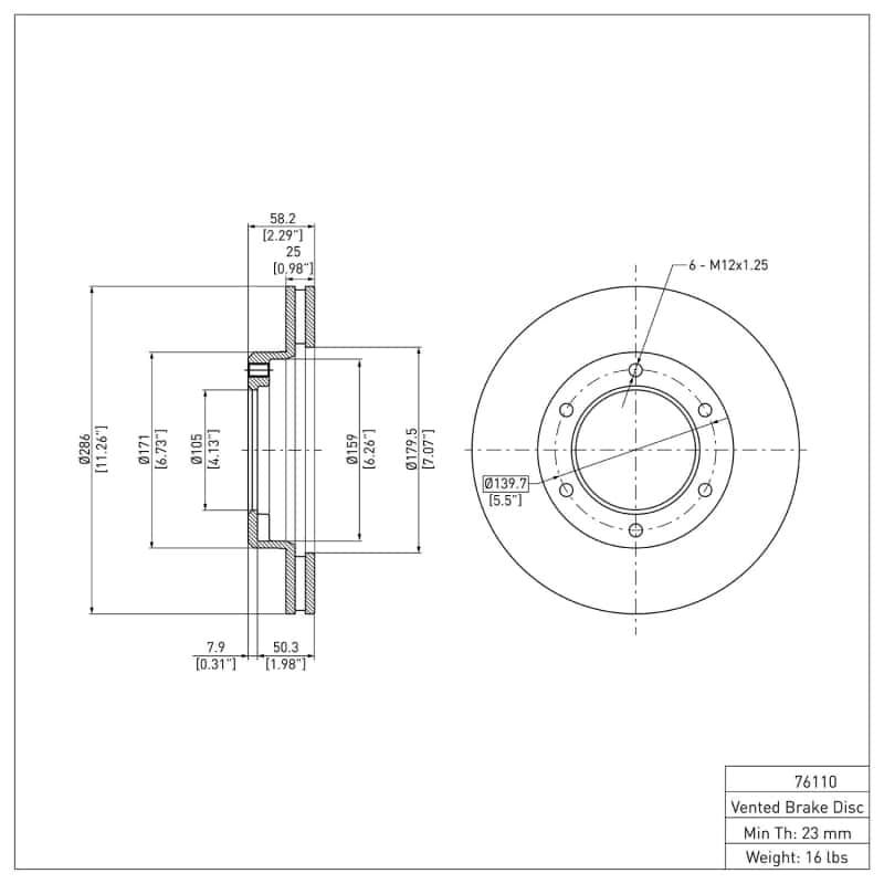 DFC — DFC 90-92 Toyota Land Cruiser Front Brake Rotor
DFC Brake Rotor - view 2