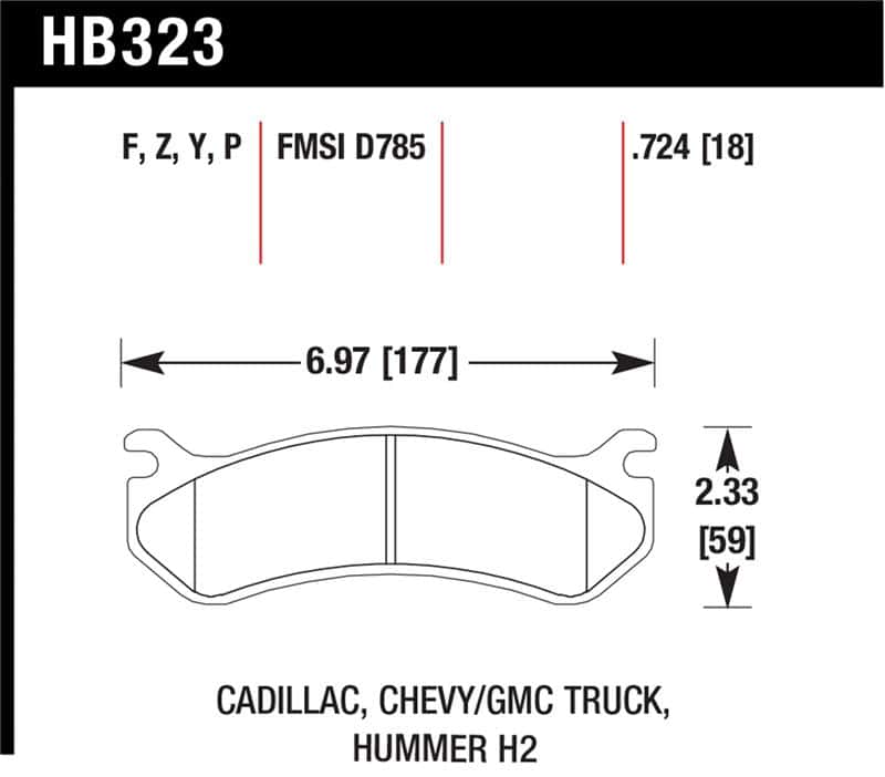 Hawk Performance — Hawk 06 Chevy Avalanche 2500 / GMC Truck / Hummer Super Duty Street Rear Brake Pads
Disc Brake Pad - view 1