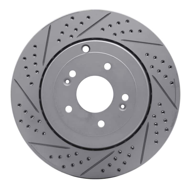 R1 Concepts — R1 10-16 Hyundai Genesis Coupe Rear Left Drilled & Slotted Geo-Carbon Rotor - view 1