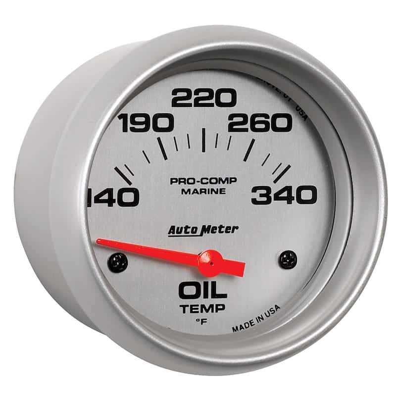 AutoMeter — Autometer Marine Silver Ultra Lite Electric Oil Temperature Gauge 2-5/8in 140-300 Deg F
GA 2.6" OT 300 E MS - view 4