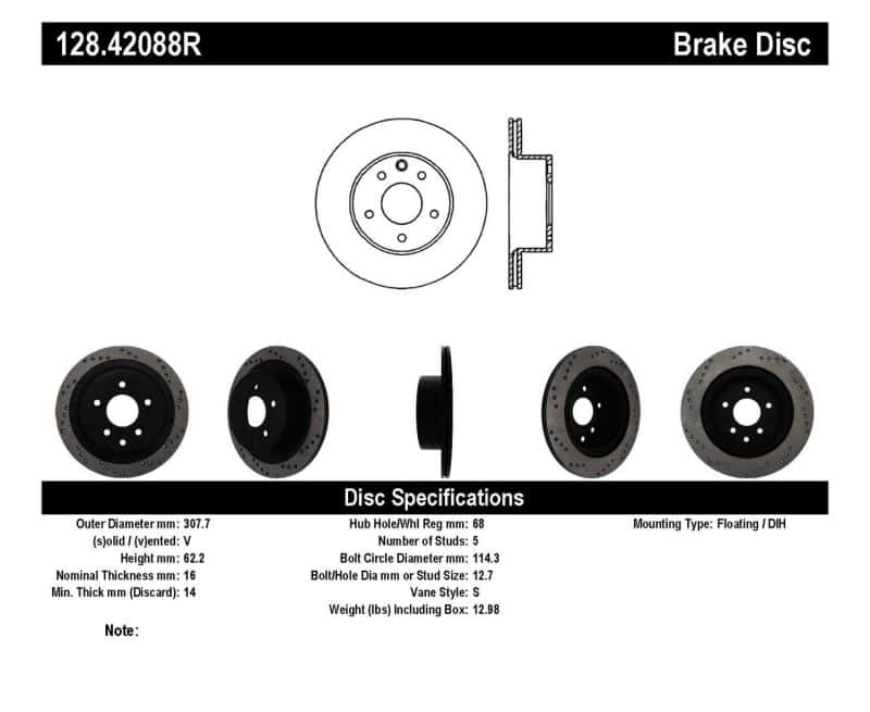 Stoptech — StopTech 08-09 Infiniti EX35 / 05-08 G35 / 09 G37 / 06-09 M35/M45 Drilled Right Rear Rotor
Cross Drilled Rotor
Disc Brake Rotor - view 6