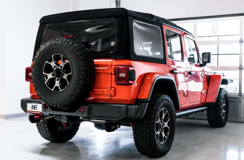 AWE Tuning — AWE Tuning 2018+ Jeep Wrangler JL/JLU Tread Edition Axle-Back Dual Exhaust - Diamond Black Tips
Tread Exhaust - view 2