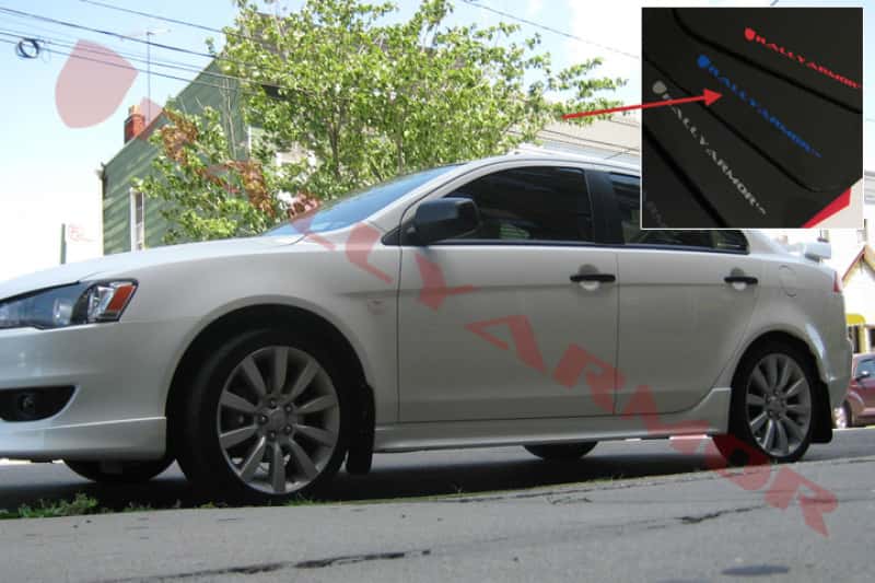 Rally Armor — Rally Armor 07-17 Mitsubishi Lancer Black UR Mud Flap w/ Blue Logo
Mud Flap - view 2