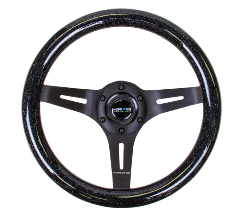 NRG — NRG Classic Wood Grain Steering Wheel (310mm) Black Sparkle w/Blk 3-Spoke Center - view 1