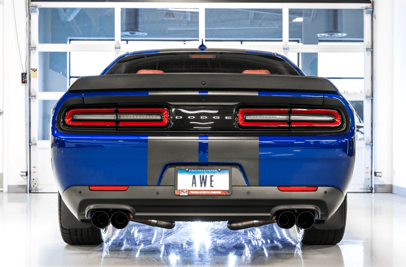AWE Tuning — AWE Tuning 2015+ Dodge Challenger 6.4L/6.2L SC Track Edition Exhaust - Quad Diamond Black Tips
Track Exhaust - view 4