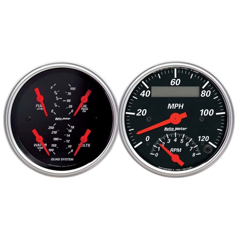 AutoMeter — Autometer Designer 3-3/8in In-Dash Kit Box-Tach Speedo Combo & Elec Oil Press, H2O Temp, Volt, Fuel
GA KT QD RPM/SP DB - view 2