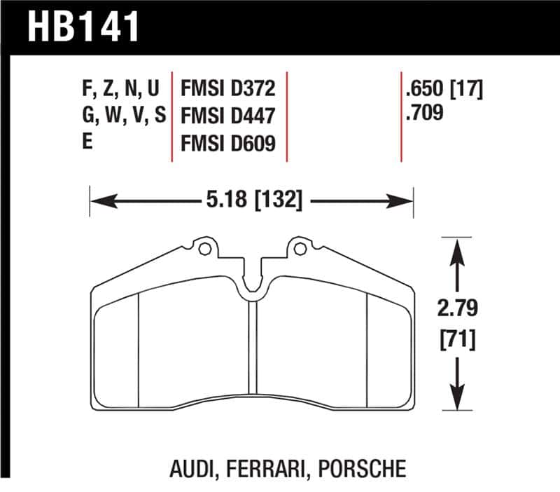 Hawk Performance — Hawk 1986-1991 Porsche 928 CS HPS 5.0 Front Brake Pads
Disc Brake Pad - view 1