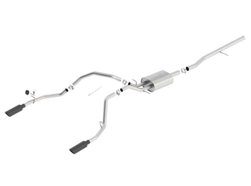 Borla — Borla 14 Silv/Sierra 1500 C/B Touring Exh/2.75in in Muffler 2.25inout 4inTIp SS Rear Exit-Blk Chrome
Cat-Back System
ExhstSysKt - view 2