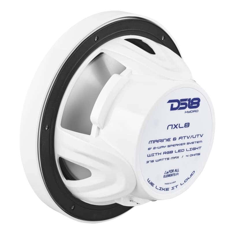 DS18 — DS18 NXL Series Coaxial Marine Speaker w/ RGB Lights 8in 2-Way 125 Watts RMS 4 ohm White - view 4