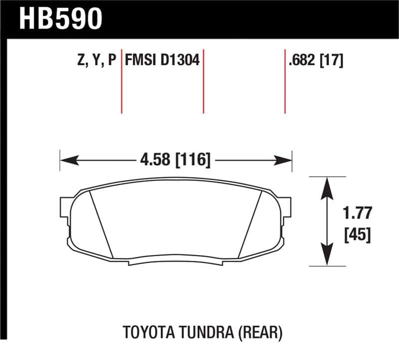 Hawk Performance — Hawk 08-10 Toyota Land Cruiser / 07-10 Tundra Super Duty Street Rear Brake Pads
Disc Brake Pad - view 1