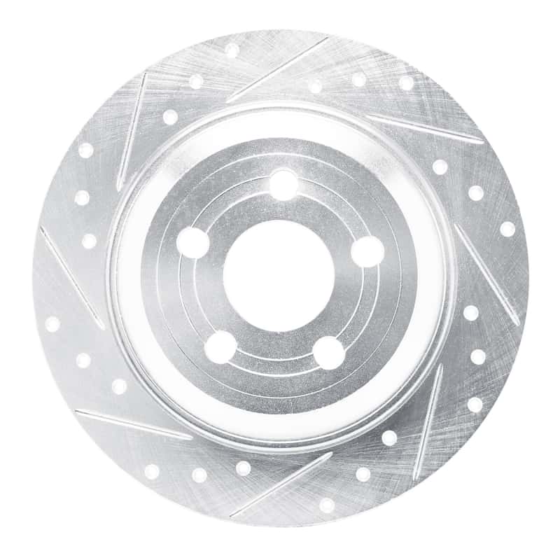 R1 Concepts — R1 22-25 Ford Maverick Rear Left Drilled & Slotted Silver Brake Rotor - view 1