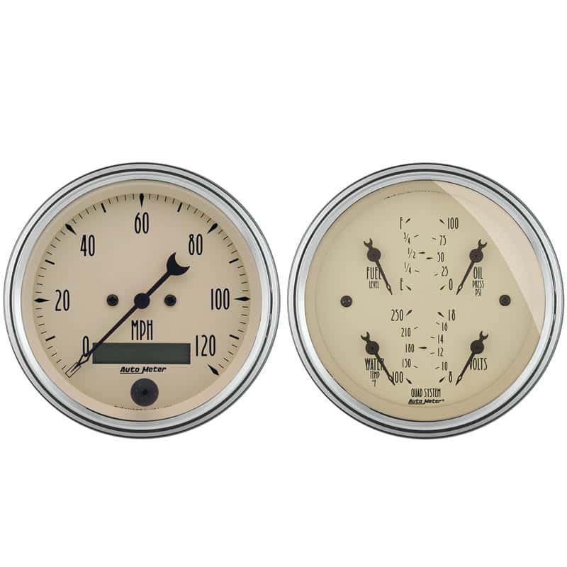 AutoMeter — AutoMeter Gauge Kit 2 Pc. Quad & Speedometer 3-3/8in. Antique Beige
GA KT 3.4" QD/SPD AB - view 2