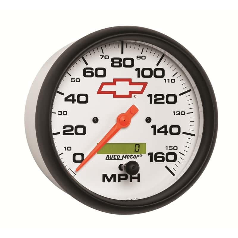 AutoMeter — AutoMeter Gauge Speedometer 5in. 160MPH Elec. Programmable Chevy Red Bowtie White
5" SPEEDO, 160 MPH, - view 4