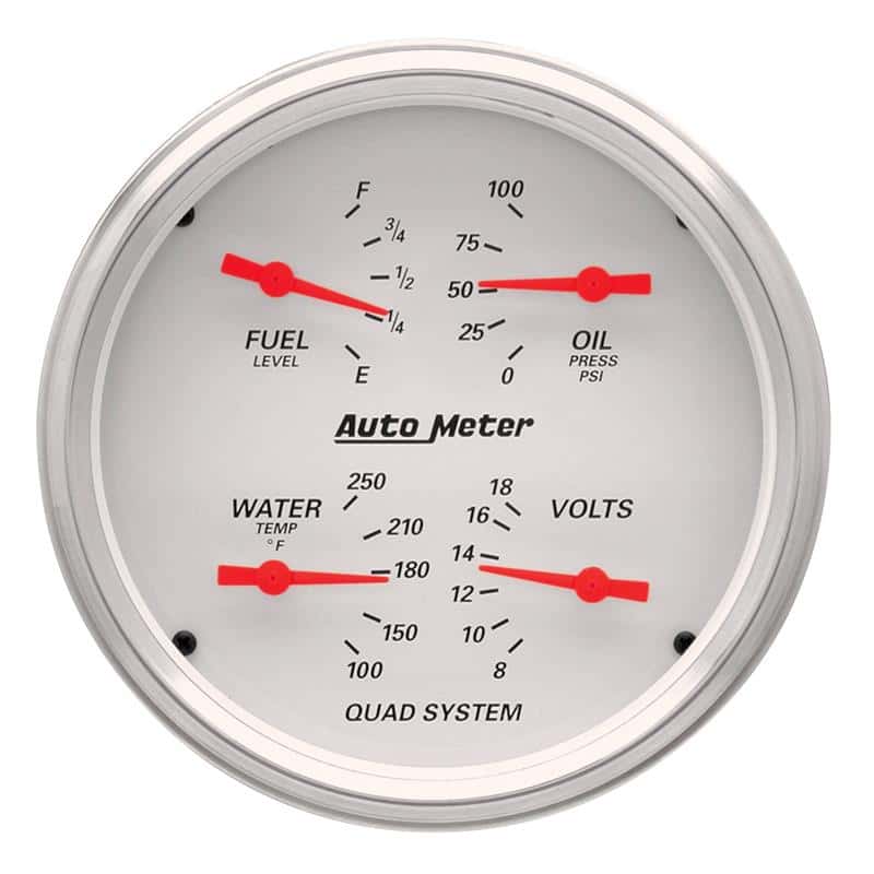 AutoMeter — AutoMeter Gauge Quad 5in. 240 Ohm(e) to 33 Ohm(f) Elec Arctic White
GA 5" QUAD 240-33 AW - view 1