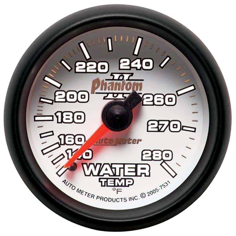 AutoMeter — Autometer Phantom II 52.4mm Mechanical 140-280 Deg F Water Temperature Gauge
2-1/16" WATER TEMP, - view 3