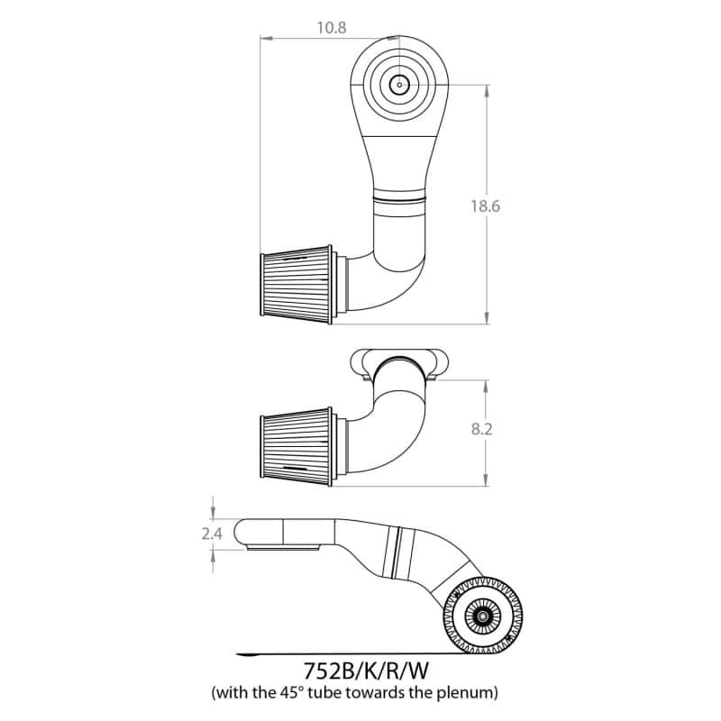 Spectre — Spectre Plenum Kit Low w/Driver Side 45/90 Degree Tube
Spectre Air Intake K
Air Intake System - view 3
