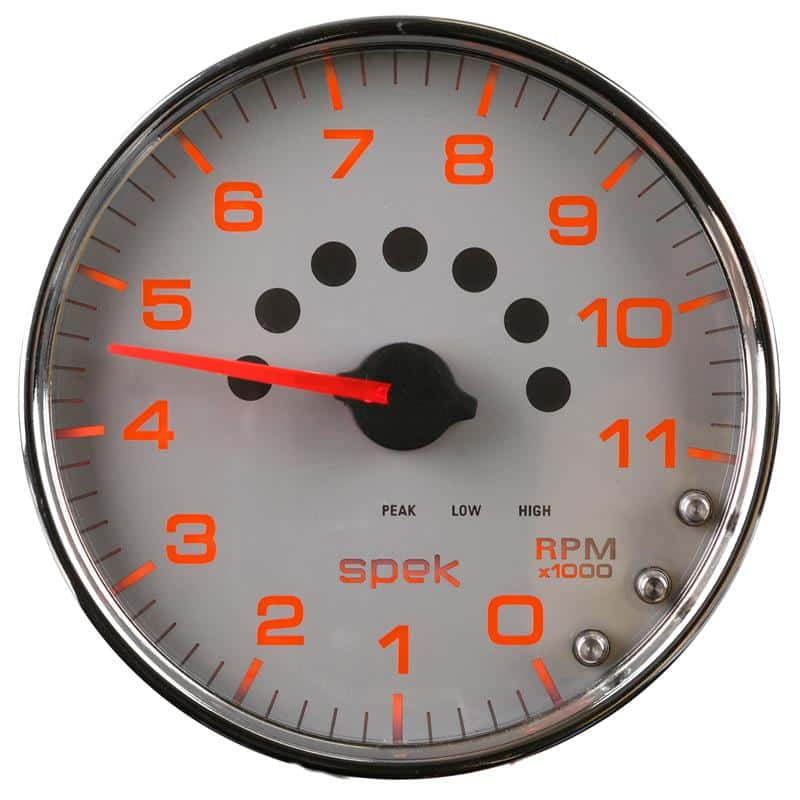 AutoMeter — Autometer Spek-Pro Gauge Tachometer 5in 11K Rpm W/Shift Light & Peak Mem Silver/Chrome
GA 5" 11KRPM SCC SPK - view 2