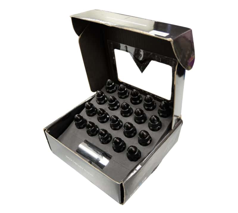 NRG — NRG 500 Series M12 X 1.5 Bullet Shape Steel Lug Nut Set - 21 Pc w/Lock Key - Black - view 1